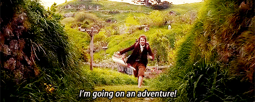 There's Bilbo, going on an adventure.