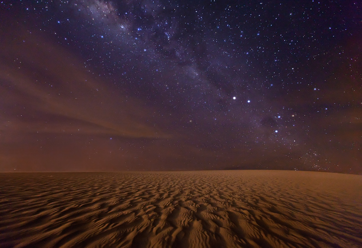 Sand but no storm in sight. A rare, peaceful night on Vera IX.